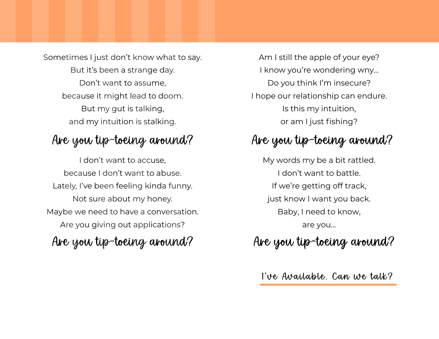 Are You Tiptoeing Around (Woman — Deep Tone) (Physical Card)