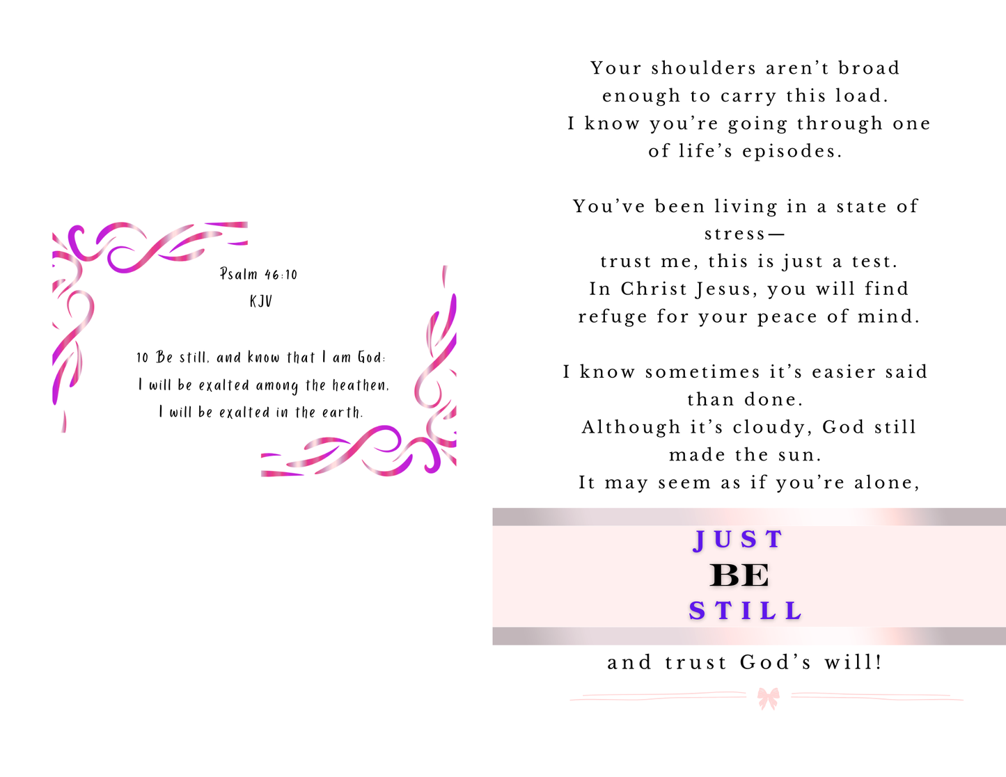 Just Be Still (Physical Card)