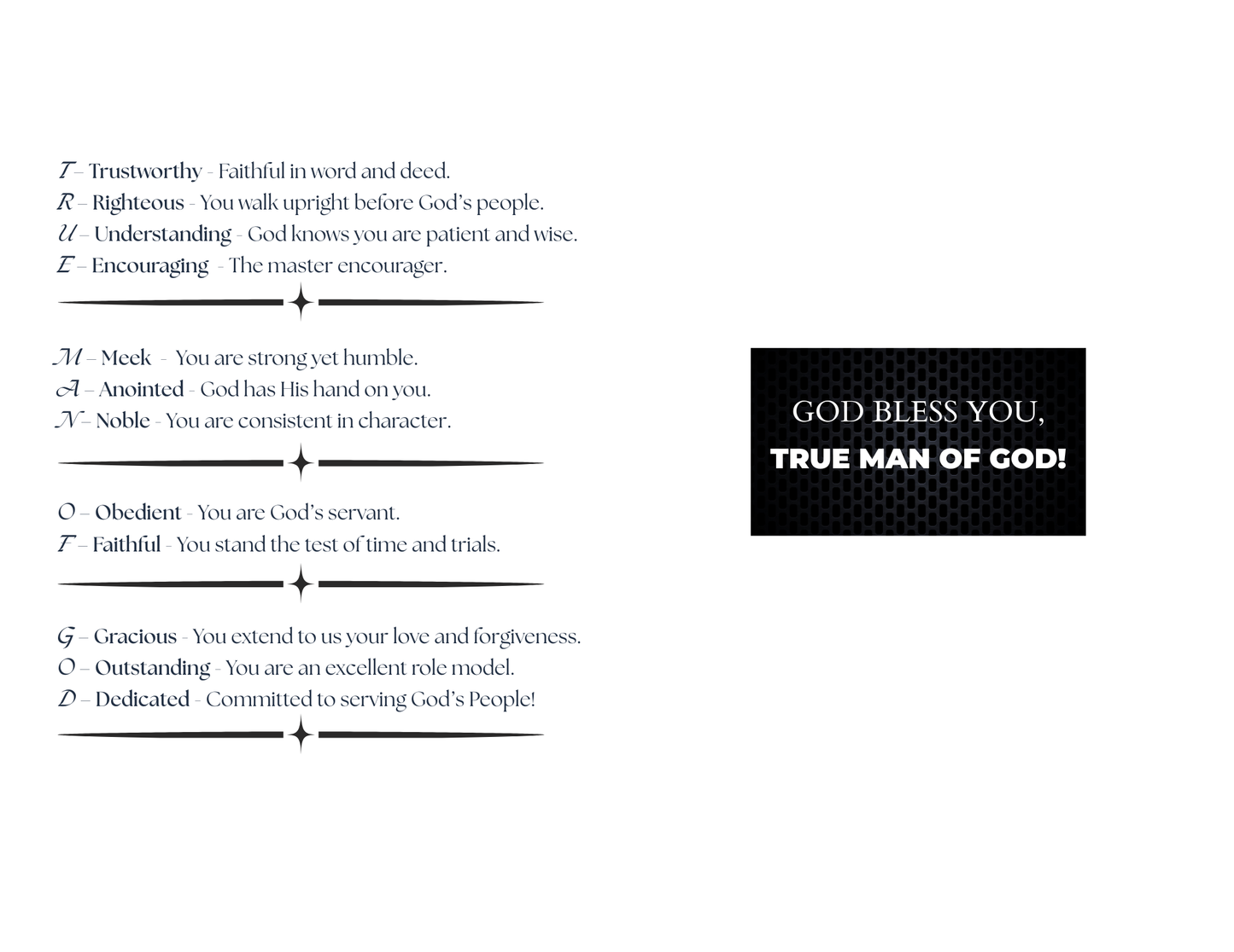 True Man Of God (Physical Card)