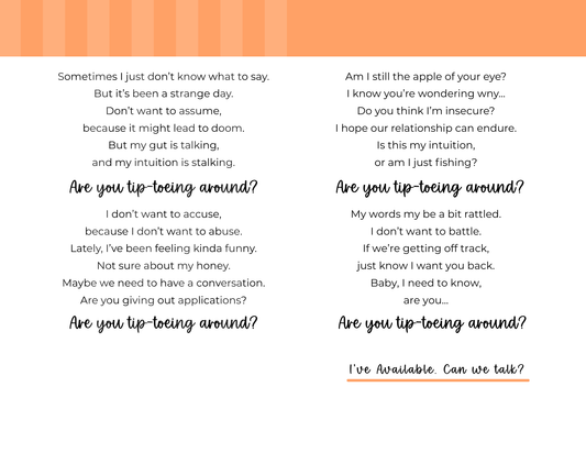 Are You Tiptoeing Around (Woman — Light Tone) (Physical Card)