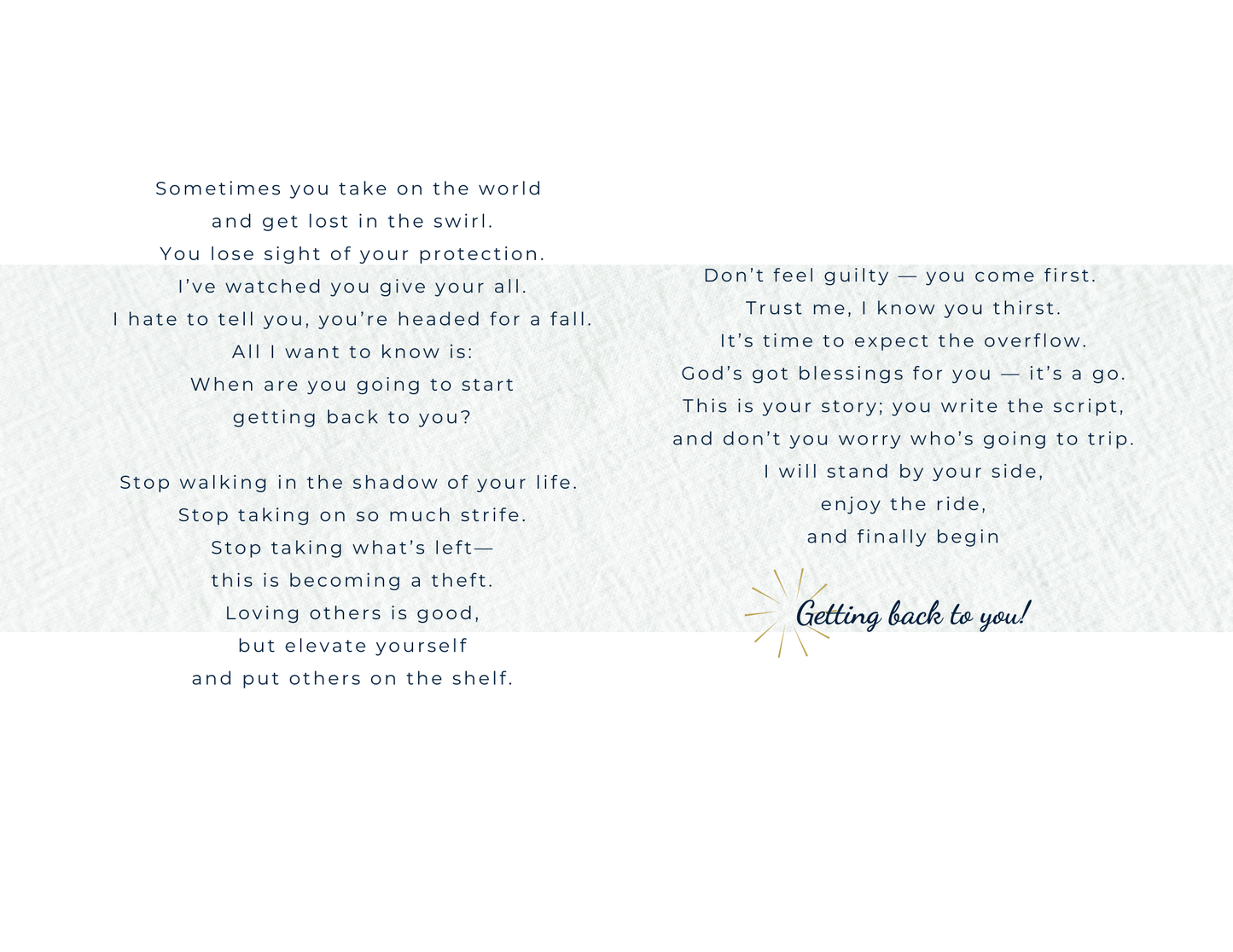 Getting Back To You (Woman - Light Tone - Physical Card)