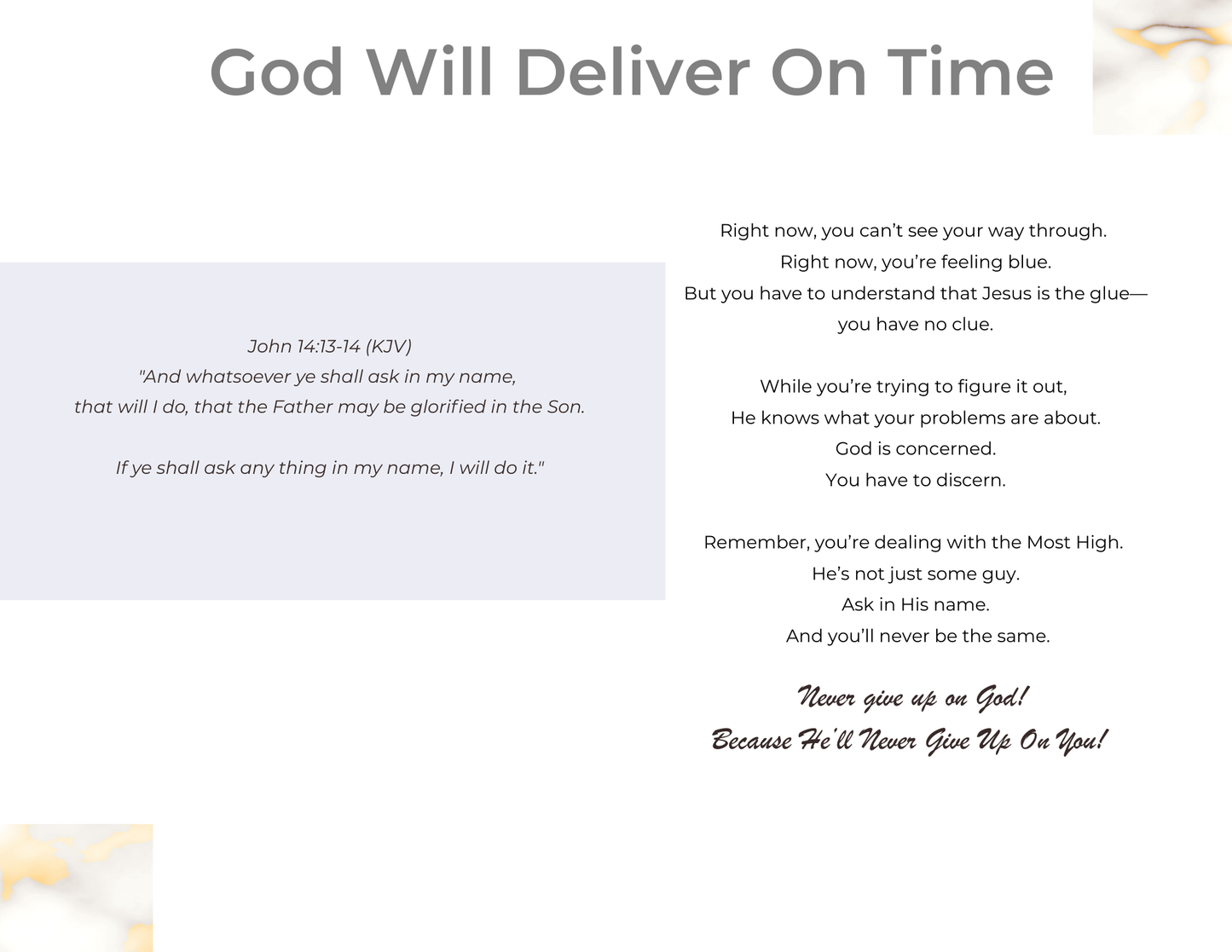 God Will Deliver (Physical Card)