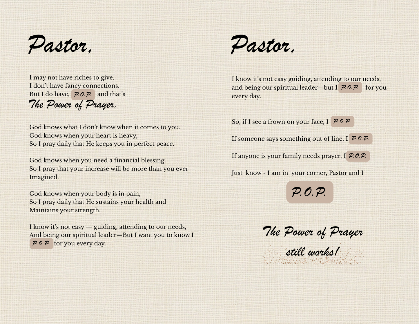 POP Power Of Prayer (Physical Card)