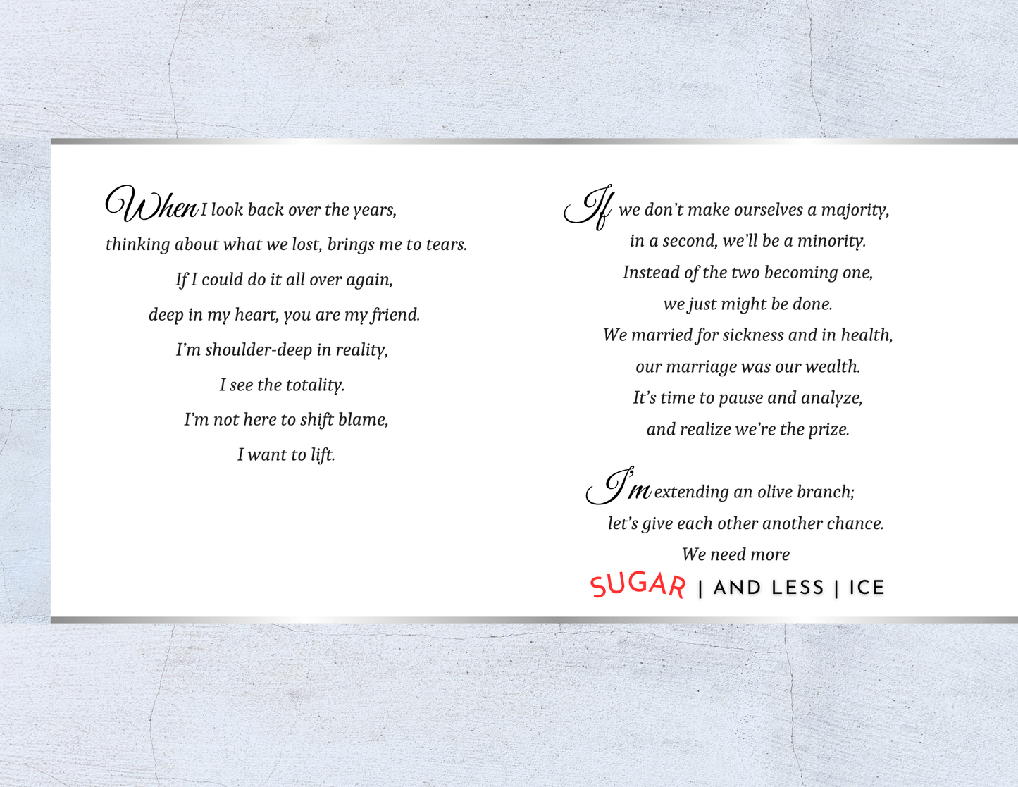 Sugar and Ice (Physical Card)