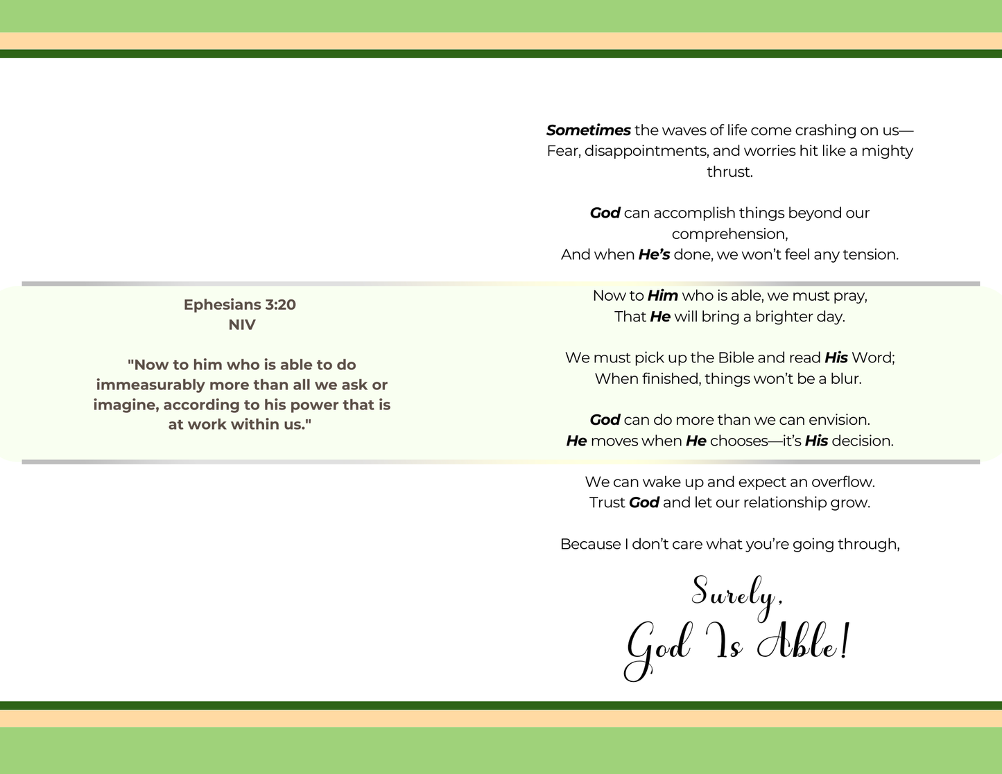 Surely God Is Able (Light Tone - Physical Card)