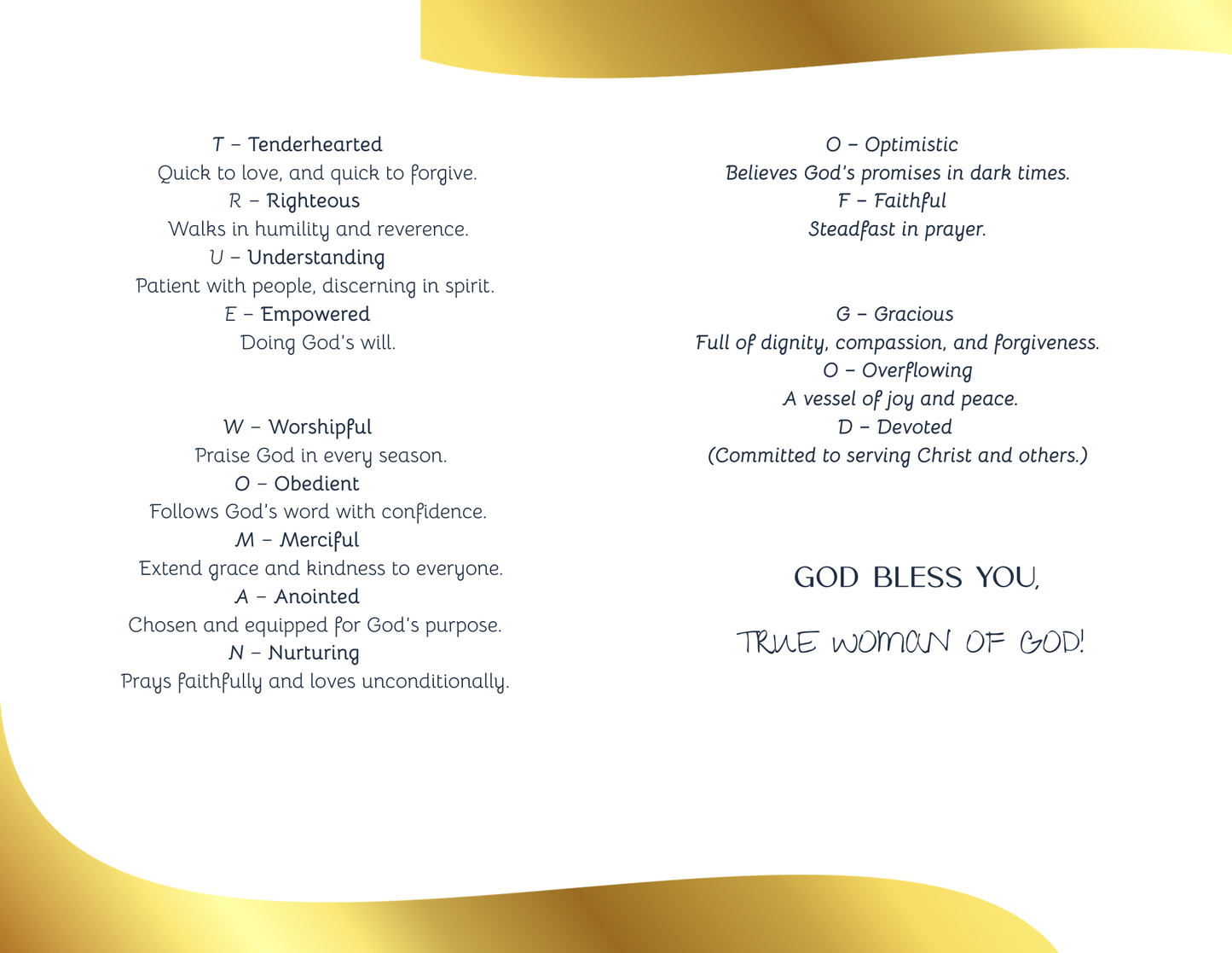 True Woman Of God (Physical Card)